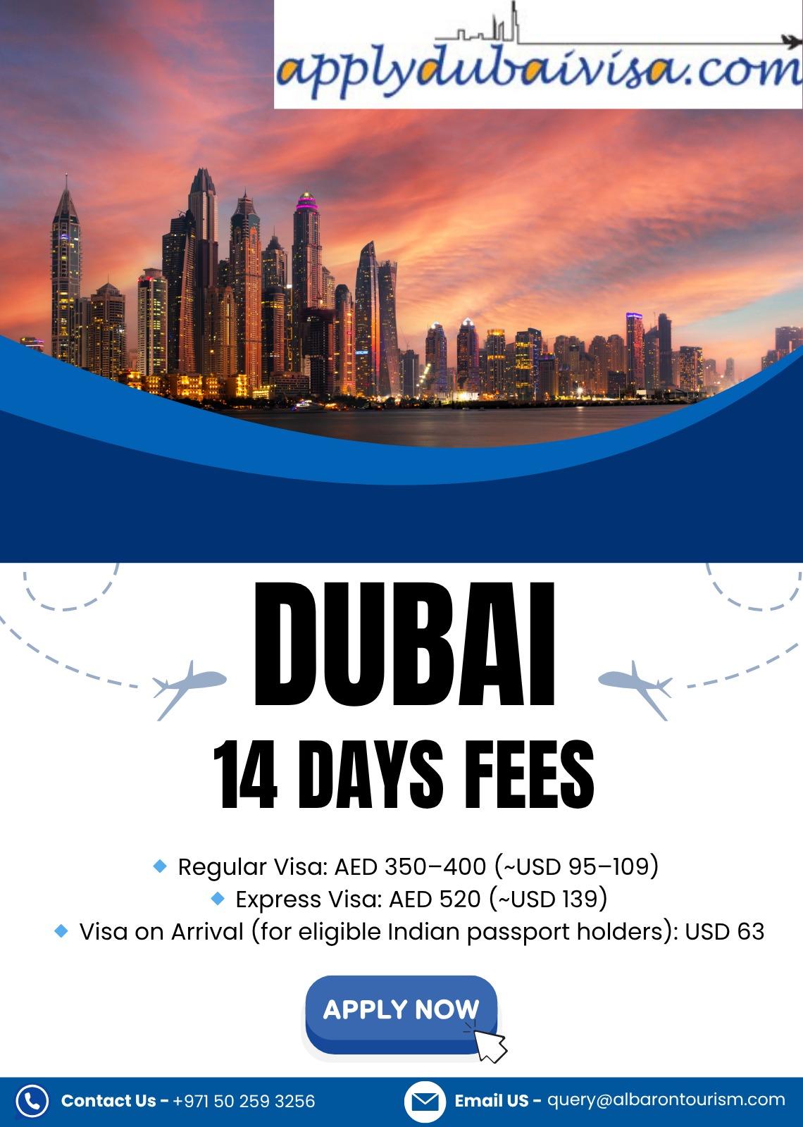 14 days Dubai visa fees